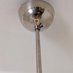 Industrial Style Pendant in Nickled Brass White Opal Glass Melva 1950s - 4789650