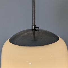 Industrial Style Pendant in Nickled Brass White Opal Glass Melva 1950s - 4789651