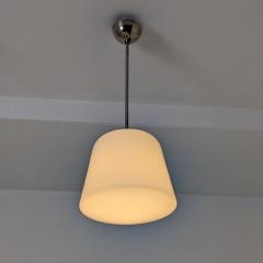 Industrial Style Pendant in Nickled Brass White Opal Glass Melva 1950s - 4789652