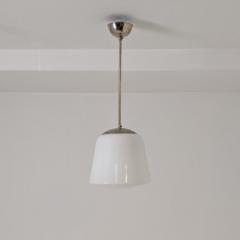Industrial Style Pendant in Nickled Brass White Opal Glass Melva 1950s - 4789654