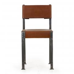 Industrial Welded Steel and Leather Accent Side Chair - 1040752