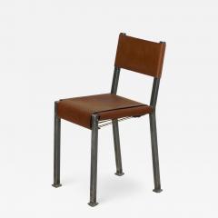 Industrial Welded Steel and Leather Accent Side Chair - 1041447