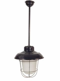 Industrial black enamel cage and glass globe lights  - 1505391