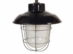 Industrial black enamel cage and glass globe lights  - 1505396