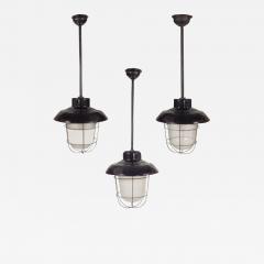 Industrial black enamel cage and glass globe lights  - 1509169