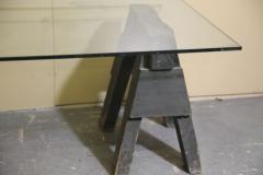 Industrial sawhorses and glass coffee table - 3319894