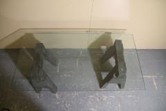 Industrial sawhorses and glass coffee table - 3319896