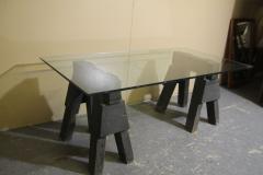 Industrial sawhorses and glass coffee table - 3319897