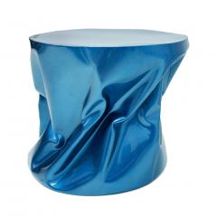 Ines Benavides Contemporary Modern Sculptural Metal Lacquered Blue Seat Side Table - 1066333