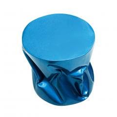 Ines Benavides Contemporary Modern Sculptural Metal Lacquered Blue Seat Side Table - 1066347