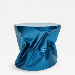 Ines Benavides Contemporary Modern Sculptural Metal Lacquered Blue Seat Side Table - 1091648