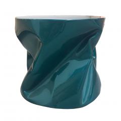 Ines Benavides Contemporary Modern Sculptural Metal Lacquered Blue Seat Side Table - 1068471