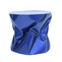 Ines Benavides Contemporary Modern Sculptural Metal Lacquered Blue Seat Side Table - 1317576