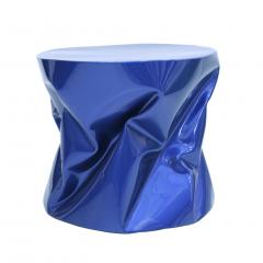 Ines Benavides Contemporary Modern Sculptural Metal Lacquered Blue Seat Side Table - 1317576