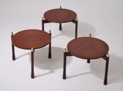 Ingeniously Designed Set of Three Stackable Rosewood Side Tables Italy 1960s - 3534435