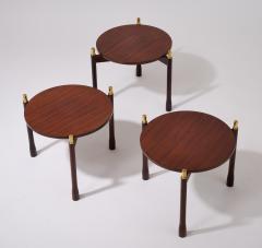 Ingeniously Designed Set of Three Stackable Rosewood Side Tables Italy 1960s - 3534436
