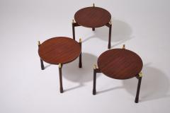 Ingeniously Designed Set of Three Stackable Rosewood Side Tables Italy 1960s - 3557294