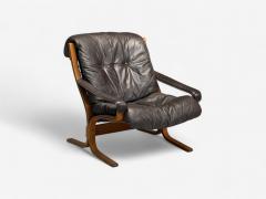 Ingmar Relling Ingmar Relling Westnofa Brown Leather Bentwood Lounge Chair Norway 1960s - 4135955