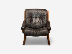 Ingmar Relling Ingmar Relling Westnofa Brown Leather Bentwood Lounge Chair Norway 1960s - 4135956