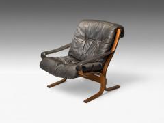 Ingmar Relling Ingmar Relling Westnofa Brown Leather Bentwood Lounge Chair Norway 1960s - 4135957