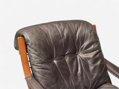 Ingmar Relling Ingmar Relling Westnofa Brown Leather Bentwood Lounge Chair Norway 1960s - 4135958