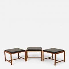 Ingmar Relling Set of 3 Ingmar Relling Brothers Bindeim Leather and Walnut Stools Tables - 2789195