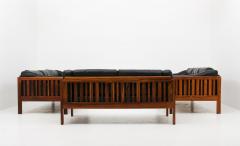 Ingvar Stockum Scandinavian Rosewood and Black Leather Seating Group Monte Carlo 1965 - 959702