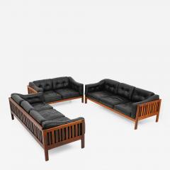 Ingvar Stockum Scandinavian Rosewood and Black Leather Seating Group Monte Carlo 1965 - 960949