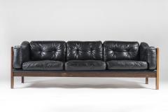 Ingvar Stockum Scandinavian Rosewood and Black Leather Sofa Monte Carlo 1965 - 959451