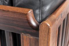 Ingvar Stockum Scandinavian Rosewood and Black Leather Sofa Monte Carlo 1965 - 959453