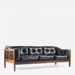 Ingvar Stockum Scandinavian Rosewood and Black Leather Sofa Monte Carlo 1965 - 960928