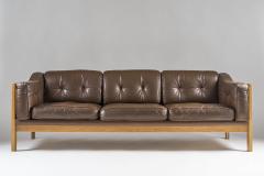Ingvar Stockum Swedish Mid Century Sofa in Oak and Leather Monte Carlo 1965 - 959424