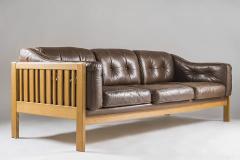 Ingvar Stockum Swedish Mid Century Sofa in Oak and Leather Monte Carlo 1965 - 959428