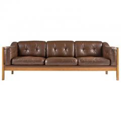 Ingvar Stockum Swedish Mid Century Sofa in Oak and Leather Monte Carlo 1965 - 959433