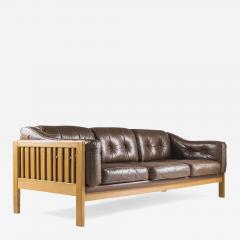 Ingvar Stockum Swedish Mid Century Sofa in Oak and Leather Monte Carlo 1965 - 960926