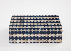 Ink Blue Natural Horn Checkerboard Box - 2741517