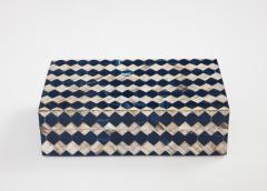 Ink Blue Natural Horn Checkerboard Box - 2741519