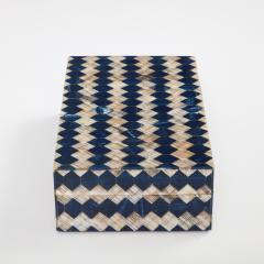 Ink Blue Natural Horn Checkerboard Box - 2741520