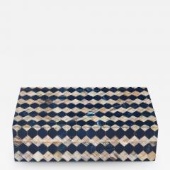 Ink Blue Natural Horn Checkerboard Box - 2747787