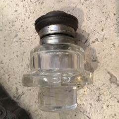 Inkwell Early 20th Century Clear Glass Inkwells Wood Base - 4401509