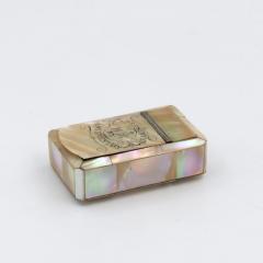 Inscribed Mother of Pearl Snuff Box with Hinged Lid English Circa 1890 - 4153682