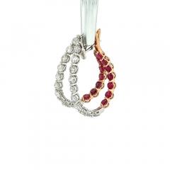 Inside Out Ruby and Diamond Hoop Earrings - 3597109