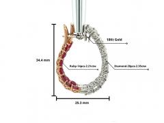 Inside Out Ruby and Diamond Hoop Earrings - 3597113