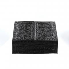 Intricately Carved Solid Ebony Anglo Indian Stationery Box Circa 1850 - 2182850