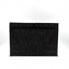 Intricately Carved Solid Ebony Anglo Indian Stationery Box Circa 1850 - 2182852