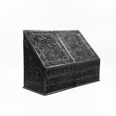 Intricately Carved Solid Ebony Anglo Indian Stationery Box Circa 1850 - 2182853