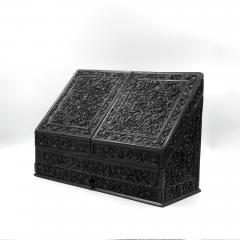 Intricately Carved Solid Ebony Anglo Indian Stationery Box Circa 1850 - 2182854