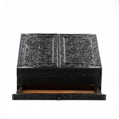 Intricately Carved Solid Ebony Anglo Indian Stationery Box Circa 1850 - 2182858