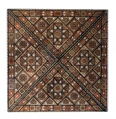 Intricately Inlaid Moorish Square Game Table with Pivoting Handkerchief Top - 3121312