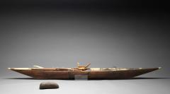 Inuit Model Kayak Wooden frame covered with seal skin lined with bone - 4267625